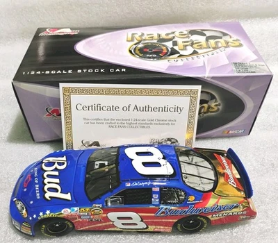 Dale Earnhardt Jr #8 Budweiser 2007 estrellas y rayas cromo dorado 1/24 diecast certificado de autenticidad Foto 1 de 4