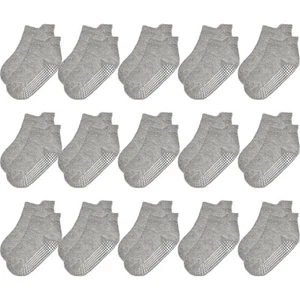 Non Slip Toddler Socks 15 Pairs with Grips Anti Skid Solid Color Crew Socks f... - Picture 1 of 7