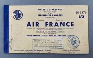 AIR FRANCE USED AIRLINE TICKET 1950 ALGER - TOULOUSE LOCKHEED CONSTELLATION - Picture 1 of 5