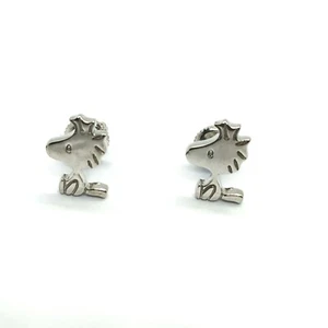 New Year Gift ! Woodstock Stud Earrings with Screw Back in 14K White Gold Plated - Picture 1 of 7