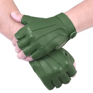 Women Genuine Soft Sheepskin Leather Half Finger Driving Gloves - Picture 1 of 38