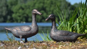 Metallpaar Enten Gartenschmuck ... in gealterter Bronze veredelt - Bild 1 von 1