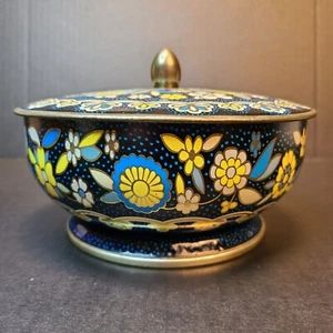 Vintage Daher Runde Blumen Dose mit Deckel Behälter Made in England Schmuck Süßigkeiten - Bild 1 von 11