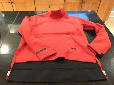 WOMENS Under Armour HEATGEAR SWEATER BURNT ORANGE/BLACK S SMALL  NWT $90 - Image 1 of 4