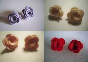 ORECCHINI LOBO IN FELTRO ROSELLINA FATTI A MANO - Imagen 1 de 5