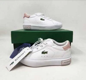 Toddler girl's 5 Lacoste powercourt white pink gator sneakers shoes - Picture 1 of 10