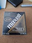 MAXELL NEW! VTG MICRO 3 1/2" MF2HD SET OF 10 HIGH DENSITY FLOPPY DISCS