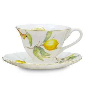 Lemon Tea Cup Saucer Set Of 4 - Picture 1 of 2