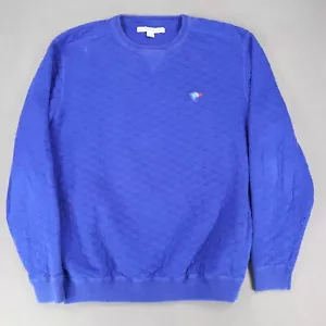 Holderness & Bourne Size L THE WARD Quilted Sweater Cobalt Golf Club Logo Crew - Picture 1 of 10