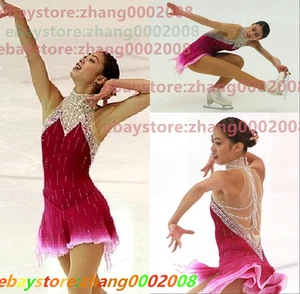 Ice skating dress.Pinkish red Competition Figure Skating /Baton Twirling Costume - Picture 1 of 10