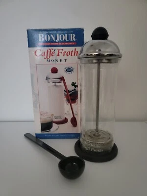 BonJour Manual Milk Frother, Stainless Steel and Coffee Glass Carafe Froth Monet - Image 1 of 2