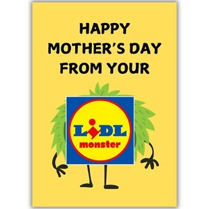 Funny Mother's Day Card From Son Daughter Child LIDL Monster For Mum Mummy Gift - Picture 1 of 8