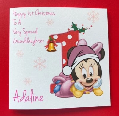 First Christmas Card Granddaughter Daughter Niece Personalised Baby Girl's 1st - Image 1 of 4