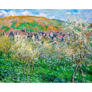 Claude Monet, Flowering Plum Trees, 1879, Canvas Print, 32" x 40" + Border - Picture 1 of 10