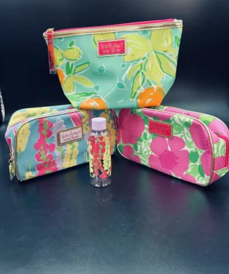 NEW 3X Estee Lauder Lilly Pulitzer Waterproof Cosmetic Make Up Bags & 3oz BOTTLE