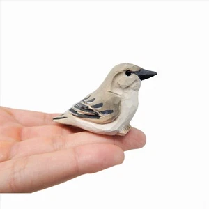 Mockingbird Bird Figure Statue Small Wood Art Sculpture Decor Carve Miniature - Picture 1 of 5