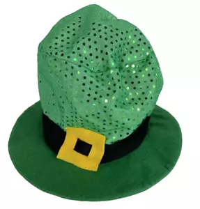 St. Patrick's Day Green Sequin Top Hat Halloween One Size Novelty Leprechaun - Picture 1 of 11