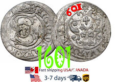 Poland Lithuania SOLIDUS Solid Schilling 1601 Riga Sigismund III Silver #18588
