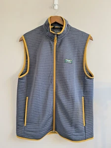 L.L. Bean Strickweste Herren MEDIUM grau mit gelbem Besatz leicht tailliert durchgehender Reißverschluss - Bild 1 von 5