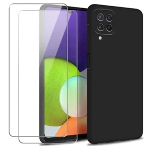 Coque Mat Noir + Verre Trempé Pour Samsung Galaxy A22 4G, A22 5G - Photo 1 sur 5