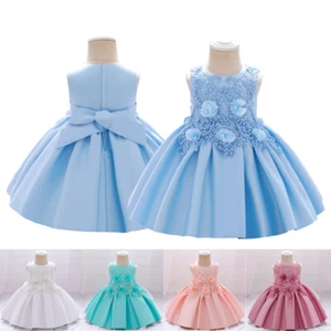 Flower Girl Tutu Dress Kids Sequin Princess Party Wedding Birthday Bow Prom Gown - Picture 1 of 20