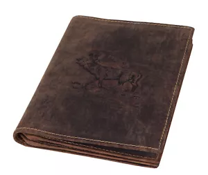 Jagdschein Etui Leder Ledererui Vintage Mappe Ausweismappe mit Hirsch - Picture 1 of 3