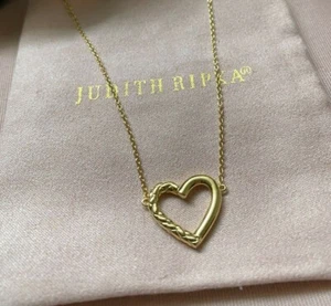 Judith Ripka 14K Gold Over Sterling Silver Braided Heart Pendant Necklace 18" - Picture 1 of 12