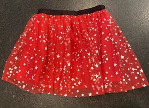 Holiday Time Girls Red w/ Silver Stars Tulle Tutu Christmas Skirt Size 6/6x - Picture 1 of 11