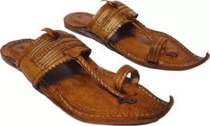 Mens kolhapuri soft leather Jesus sandal flat jutti KM74 fashion US size 7-11 - Picture 1 of 7
