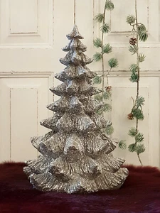 Tannenbaum - silber - Polyresin - 25 cm - Baum Weihnachtsbaum Weihnachten Winter - Bild 1 von 2