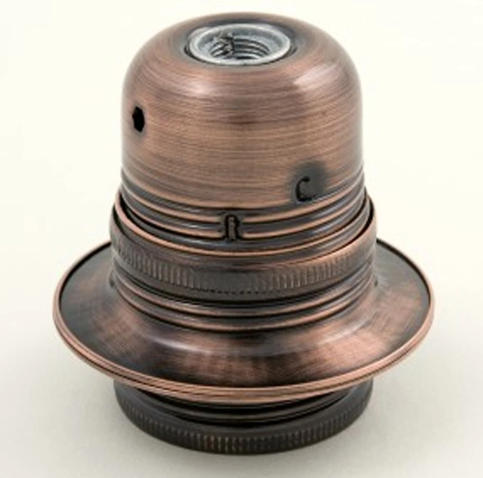 ES E27 Light Bulb Lamp holder 10mm entry in Antique Copper + Shade Ring (A42AC) - Image 1 of 1