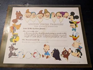 Rare WWII 1944 Vintage Walt Disney United States Treasury War Bond - Picture 1 of 13