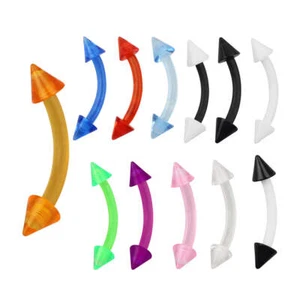 ❤ 1,2 mm Augenbrauenpiercing Curved Barbell Banane Kegel Spitzen Flexibles Acryl - Bild 1 von 1
