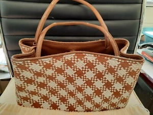 Luana Ladies Italian Leather Basket weave Handbag With Dust Cover - Picture 1 of 10