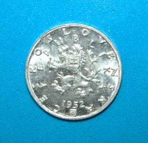 S4 - Czechoslovakia 50 Haleru 1952 Brilliant Unc. Aluminum Coin - Lion *** Nice - Picture 1 of 2