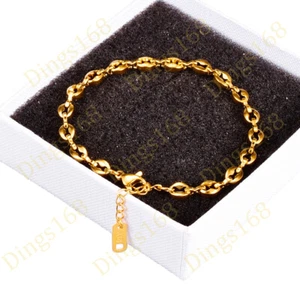 Genuine 18K Yellow Gold Filled High-Polish 4.5mm Puffed Link Chain Bracelet H278 - Picture 1 of 2