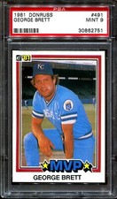 1981 Donruss #491 George Brett  HOF MVP Royals MINT PSA 9