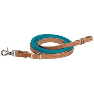 8' Fuß x 5/8" Weberleder TÜRKIS WILDLEDER ÜBERZOGENE FASSZÜGEL mit Scherendruckknopf - Bild 1 von 1