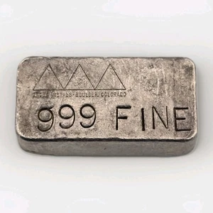 Argus Metals Boulder CO Vintage Ingot 10.16oz .999 Poured Silver Bar Major Error - Picture 1 of 11