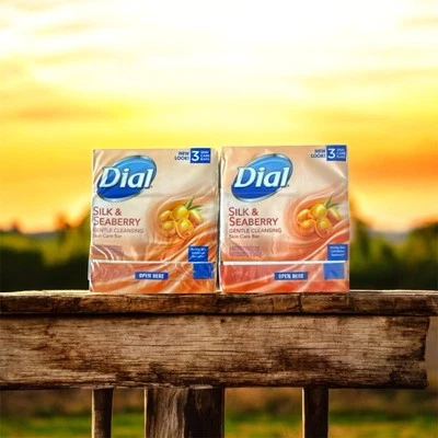 Jabón en barra de seda y arándano Dial limpieza suave cuidado de la piel 3 barras cada una. Lote de 2 Foto 1 de 2