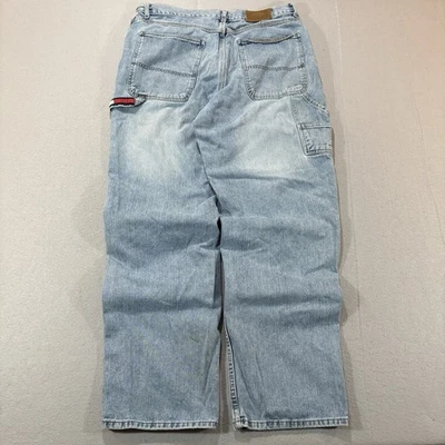 Vintage 90s Tommy Hilfiger Baggy Jeans Mens 38x34(36x33) Blue Wide Carpenter - Image 1 of 4