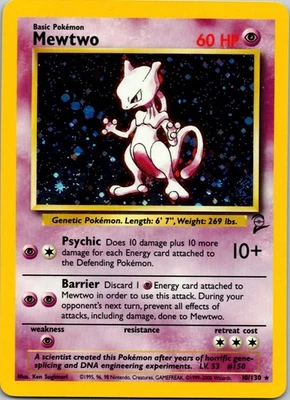 Pokémon TCG Mewtwo Base Set 2 Holo Rare Card 10/130 LP - Image 1 of 2
