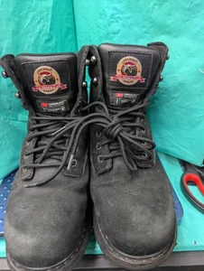Brahma Boots Men's Black Leather US Size 7 W-Steel Toe Work Boot 270DP002 USED - Picture 1 of 14