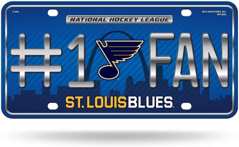 St Louis Blues Metal Auto Tag License Plate, #1 Fan City Design, 6x12 Inch - Image 1 of 1