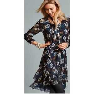 Cabi Pirouette Floating Flowers 3/4 Sleeve Belted 3460 Fashion Dress US Womens M - Picture 1 of 11