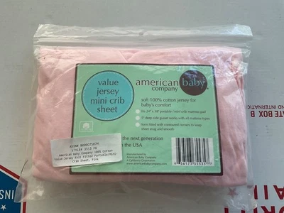 Mini lençol de berço Jersey Value 24"" x 38"" rosa American Baby Company - Imagem 1 de 2