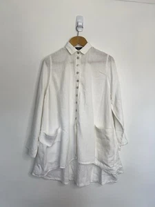 Ralston Jacket Size Large White 100% Linen Pockets Shirt Shacket - Picture 1 of 16
