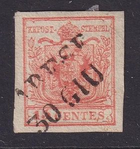 AUSTRIACA ITALIA, LOMBARDIA E VENEZIA, 1850 carta sottile 15c. Rosso, usato. - Foto 1 di 1