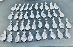 40 Lampadari Vintage Vetro Trasparente Lampada Cristallo Sfaccettato Pendente a Goccia 2 Lunghezze - Foto 1 di 4