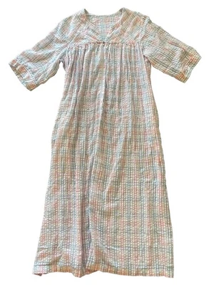 Vintage Embroidered Women’s Nightgown Butterfly Long Pink Blue Embroidered  - Image 1 of 4